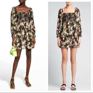 NWT- Alice + Olivia Cooper Blouson-Sleeve Empire-Waist Mini Dress Size 12